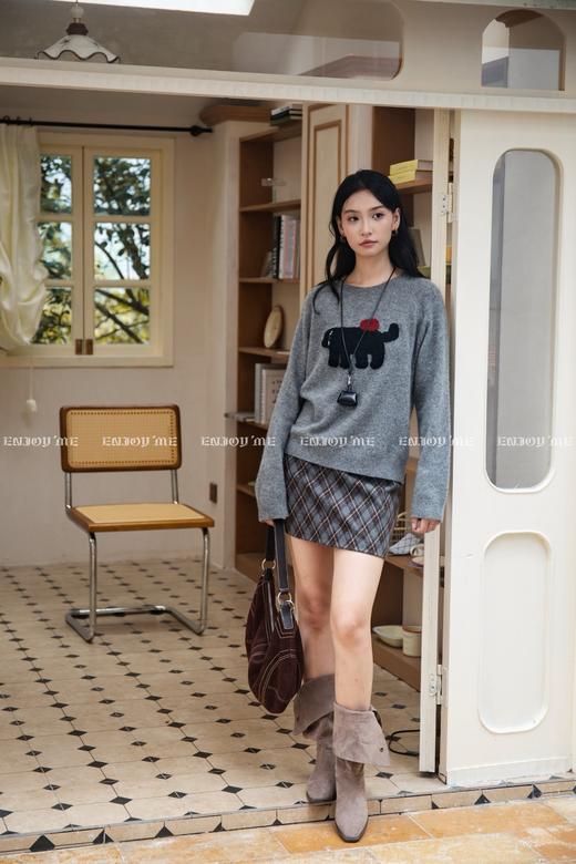 【门店同款】ENJOY冬季“暖冬知性”小狗图案针织上衣 166746380 商品图3