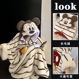 【加厚保暖】可爱软妹米奇珊瑚绒连帽睡衣冬季新款加绒加厚保暖斗篷睡袍家居服。rc