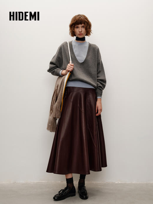 HIDEMI 进口澳洲美利奴羊毛U型领刺绣logo套头针织衫毛衣叠穿神器 商品图9