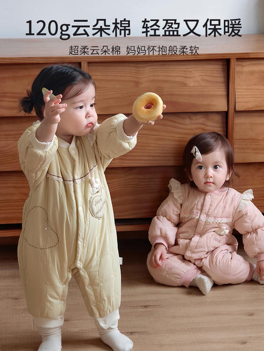 【云感贴肤透气柔软！软fufu加厚夹棉】婴儿连体衣秋冬宝宝衣服冬装夹棉保暖棉衣新生婴幼儿冬季棉服哈衣。hb 商品图2