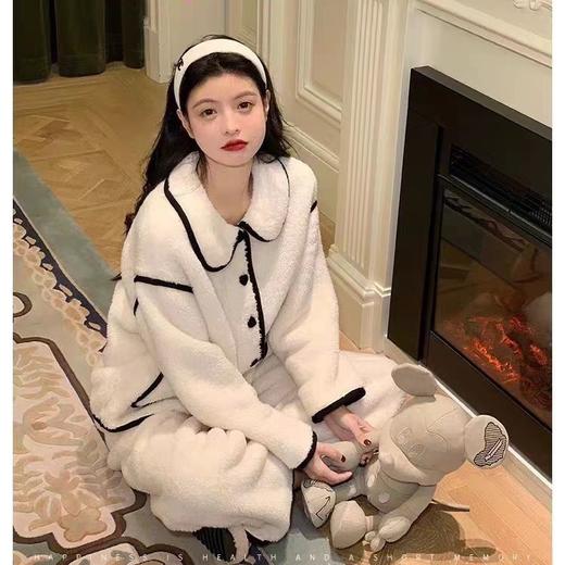 【升级加厚加绒】睡衣女秋冬新款法兰绒家居服珊瑚绒加厚加绒甜美公主风保暖衣套装。rc 商品图0