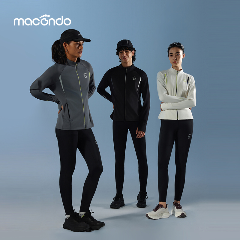 【套装】防风加绒针织外套+支撑压缩长裤  5度跑步套装搭配