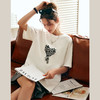 OLrain法式高级穿搭白色短袖T恤女夏季2022新款宽松棋盘印花上衣 商品缩略图0