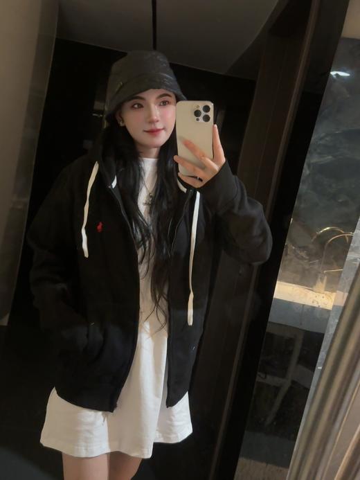 拉家纯色Logo拉链连帽休闲外套卫衣（有些抽绳logo颜色不同，随机发） 商品图2