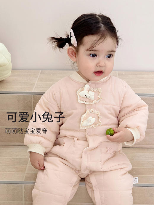 【超柔云朵棉！不闷透气会呼吸】婴儿衣服秋冬季新款女宝宝夹棉连体衣加厚满月新生儿外出抱衣爬服。hb 商品图4