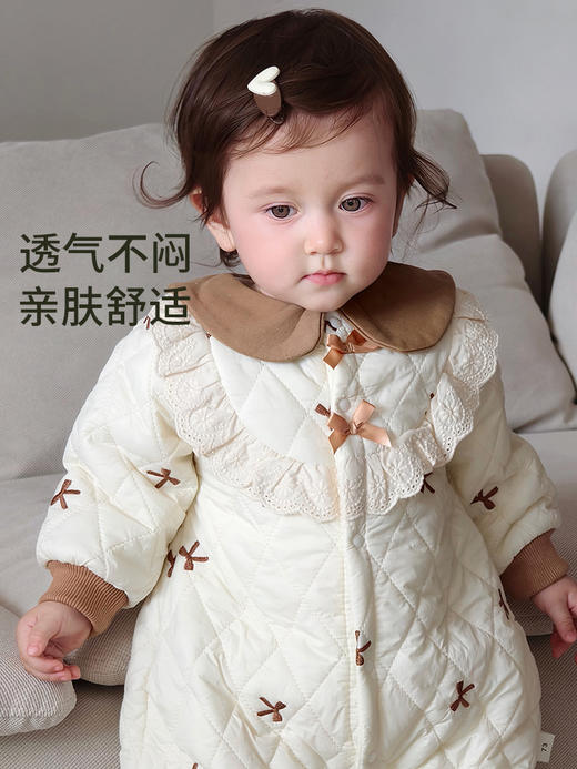 【牛奶baby绒+云朵棉！柔宠女宝小公主】婴儿连体衣衣服秋冬款新生儿薄棉女宝宝公主洋气周岁保暖外出服。hb 商品图4