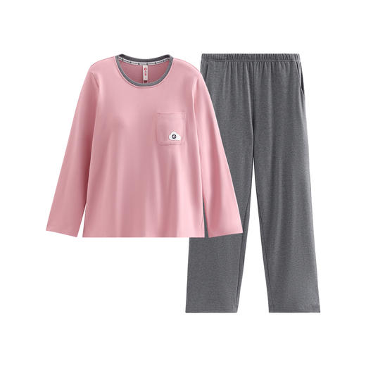 芬腾防凸点女士睡衣春秋季带胸垫纯棉长袖套装休闲加大码家居服 商品图4