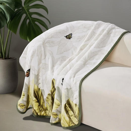 罗莱悦礼 雨林蕉影法兰绒毯 100*150cm 商品图2