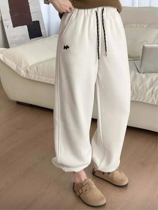 刺绣小狗松紧高腰纯色休闲卫裤 商品图6