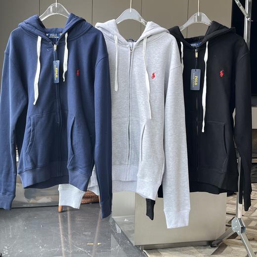拉家纯色Logo拉链连帽休闲外套卫衣（有些抽绳logo颜色不同，随机发） 商品图12
