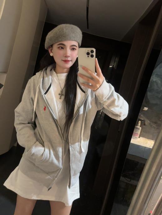 拉家纯色Logo拉链连帽休闲外套卫衣（有些抽绳logo颜色不同，随机发） 商品图8