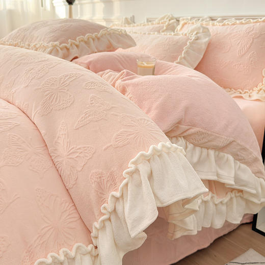 冬季【双面加厚牛奶珊瑚绒】床上四件套 冬季法兰绒床品床裙 加绒面床单被套  商品图9