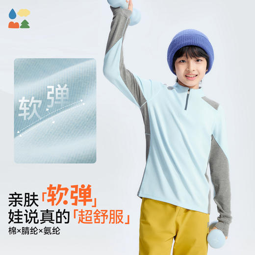 【儿童半拉链拼色卫衣】森林棠25冬季新款男童女童修身撞色运动保暖上衣60422526 商品图2
