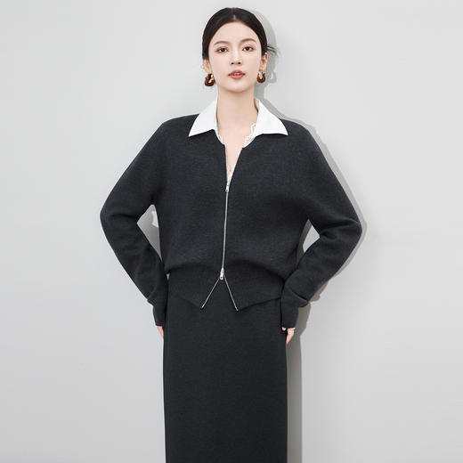 「高货wl」全新升级【铂金会员266/天猫359/差价93】(01123)洛诗琳超细美丽诺羊毛拉链外套2025秋冬新款宽松针织开衫 商品图2