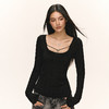 Ariseism美式复古设计感长袖T恤女秋季新款修身打底上衣 商品缩略图3