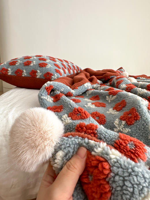 自然醒羊羔毛提花双面盖毯午睡毯复古治愈沙发毯床尾毯车载毯子MT 商品图13