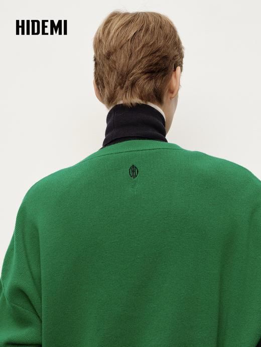 HIDEMI 进口澳洲美利奴羊毛U型领刺绣logo套头针织衫毛衣叠穿神器 商品图7