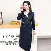 QYM 5C25277-Y假两件职业包臀连衣裙高腰西装裙中长款一步裙 商品缩略图2