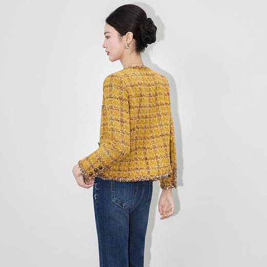 「高货wl」全新升级【铂金会员395/天猫529/差价134】(93422)洛诗琳轻奢小香风编织外套2025秋季气质粗花呢短款外套女 商品图1