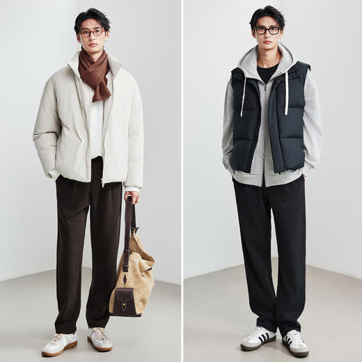 棉仓367818019-羊毛混纺针织呢单褶锥型卫裤 商品图4