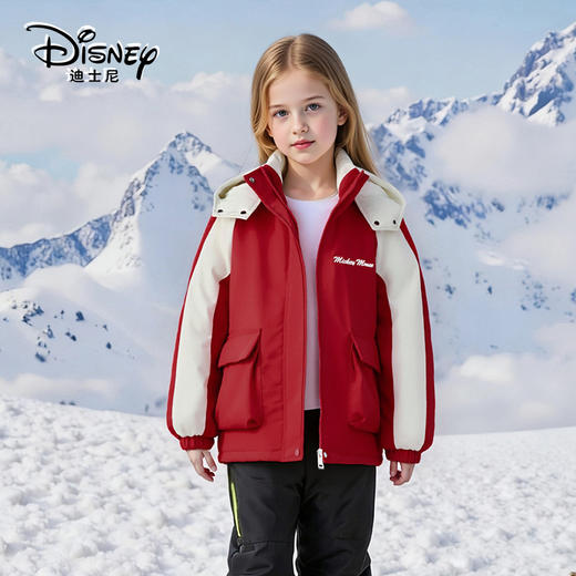 Disney/迪士尼儿童冲锋衣外套男女中大童撞色连帽休闲夹克外套秋冬新款 商品图5