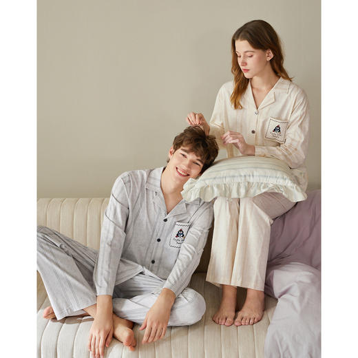 （合作款）芬腾情侣睡衣春秋季纯棉长袖套装yc0209001 商品图3