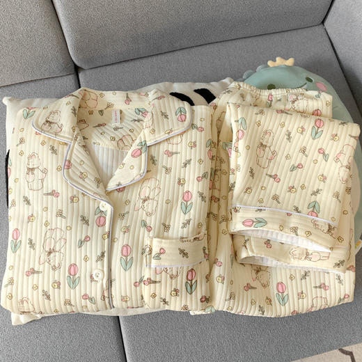 【每款都很好看】空气夹棉睡衣家居服女秋冬季夹层加厚长袖可爱卡皮巴拉学生家居服春秋款。rc 商品图12