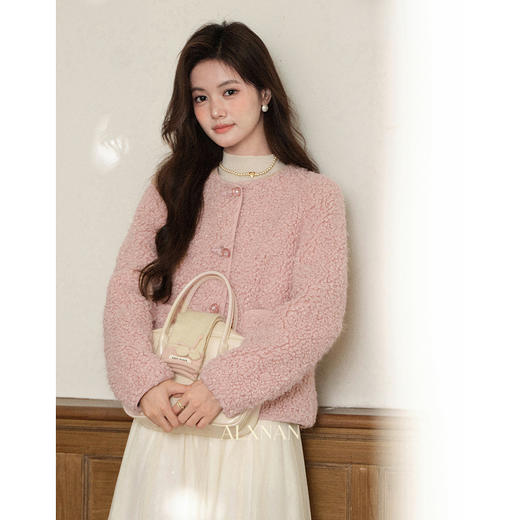 【6折秒杀】鹿向南「旧梦新织」小香风粉红色短外套女秋季小个子宽松显瘦上衣L58533 商品图1