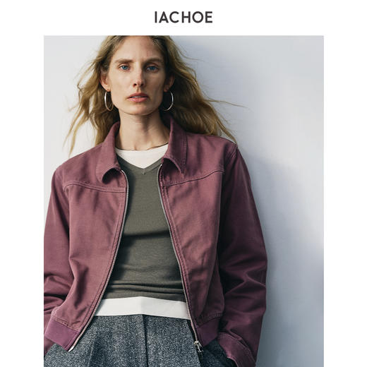 棉仓3661507003-梅子色帆布夹克外套 商品图2