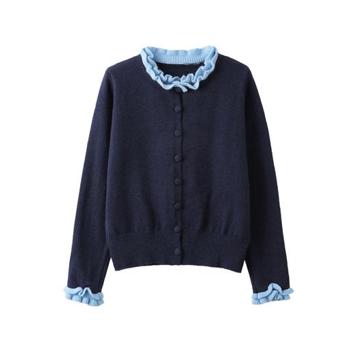 CC 2105时髦木耳边早秋韩系小香风针织开衫 商品图4