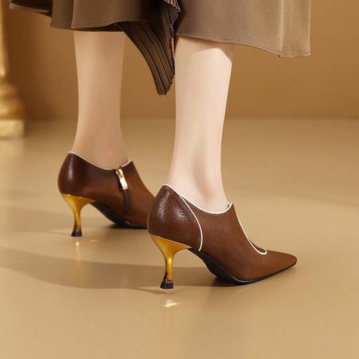 【预售5天】春秋季新款深口单鞋细跟性感高跟鞋羊皮及踝靴女鞋MLS&A806 商品图3