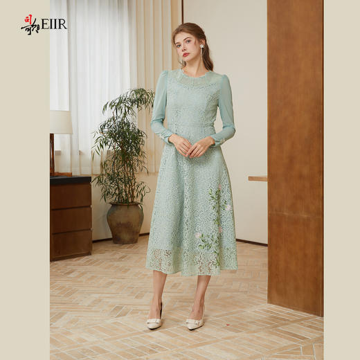 司歌蕾丝长袖连衣裙刺绣中长裙春秋A901095X 商品图2