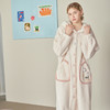 芬腾女士睡袍秋冬季珊瑚绒连帽睡衣女款加绒加厚可爱抗静电家居服 商品缩略图4