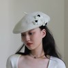 新款韩版花朵羊毛帽保暖贝雷帽显脸小女帽子毛呢画家帽 商品缩略图0