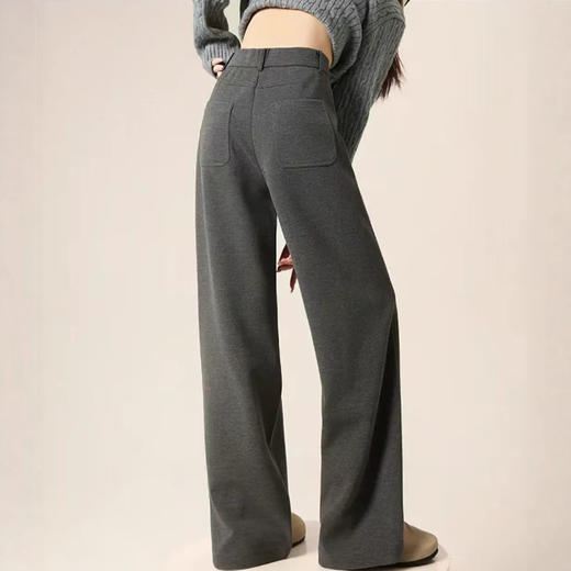 百媚生 高级感醋酸羊毛窄版阔腿裤加厚高腰羊绒羊毛呢直筒裤ZSHG-8832 商品图3