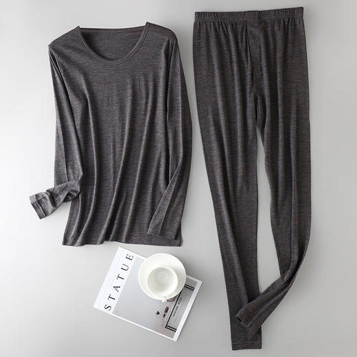 雀说 【柔软不扎】秋冬100%超细羊毛男士保暖内衣套装NY-020 商品图0