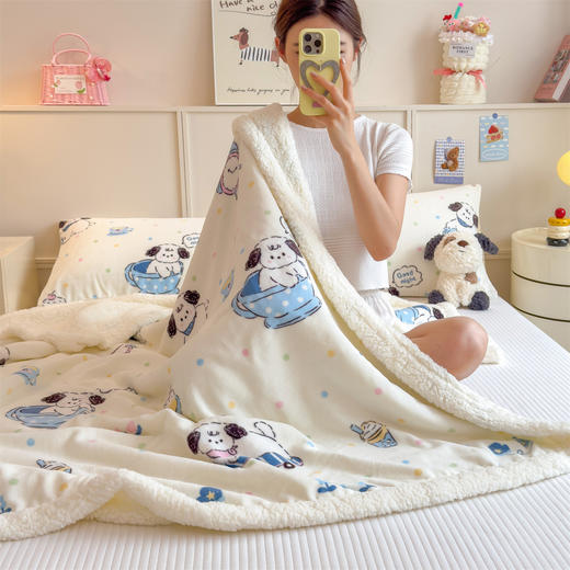 秋冬季【加厚卡通风学生宿舍家用牛奶绒多功能毛毯午睡毯沙发盖毯 商品图2