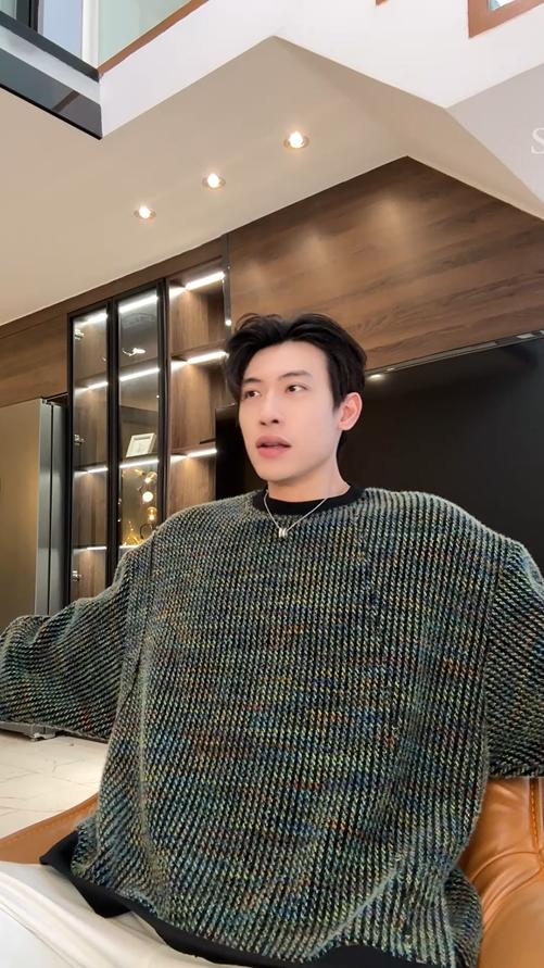 55232SDSA秋冬新款痞帅男装美式撞色不规则设计圆领针织卫衣宽松百搭 商品图0