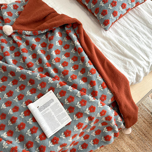 自然醒羊羔毛提花双面盖毯午睡毯复古治愈沙发毯床尾毯车载毯子MT 商品图8