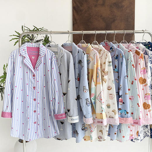 官网399！P.J.Sawage全棉磨毛男友风家居服睡裙女 可外穿性感衬衫长袖裙pjs 商品图7