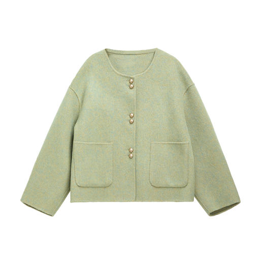 「自」全新升级【铂金会员514/天猫699/差价185】(94331)洛诗琳双面羊绒大衣2025冬季小香风气质圆领羊毛短外套女 商品图3