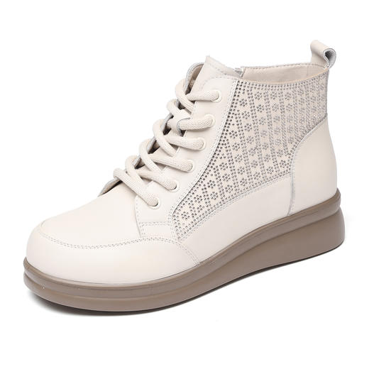 信诺妈妈鞋时装靴子软底不累脚短靴加绒保暖皮鞋女款2025冬季新款 商品图3