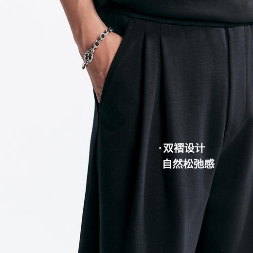 棉仓362818017-宽松纯棉重磅毛圈单褶弯刀卫裤 商品图2