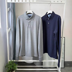 刚需必备！2025秋款 男装休闲通勤简约百搭小刺绣长袖翻领polo衫！