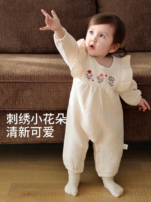 【无骨超柔！三层保暖公主风】女宝宝夹棉连体衣秋冬季保暖婴幼儿可爱公主风哈衣空气层爬爬服。hb 商品图1