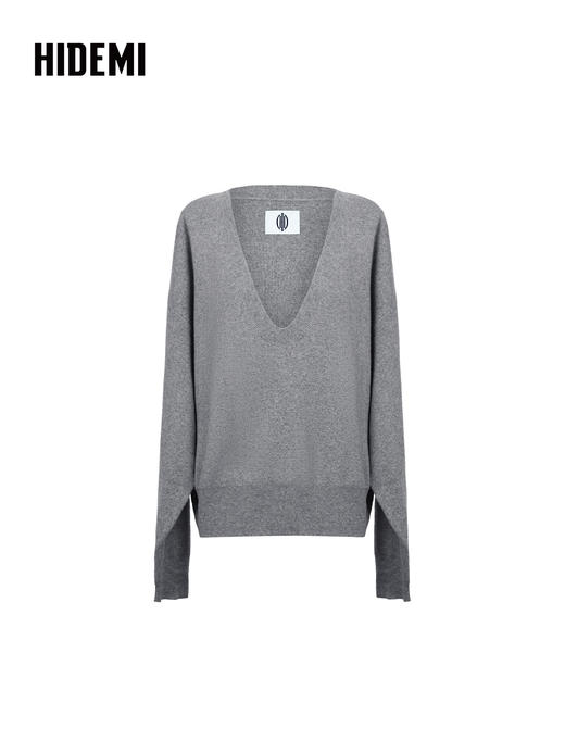 HIDEMI 进口澳洲美利奴羊毛U型领刺绣logo套头针织衫毛衣叠穿神器 商品图13