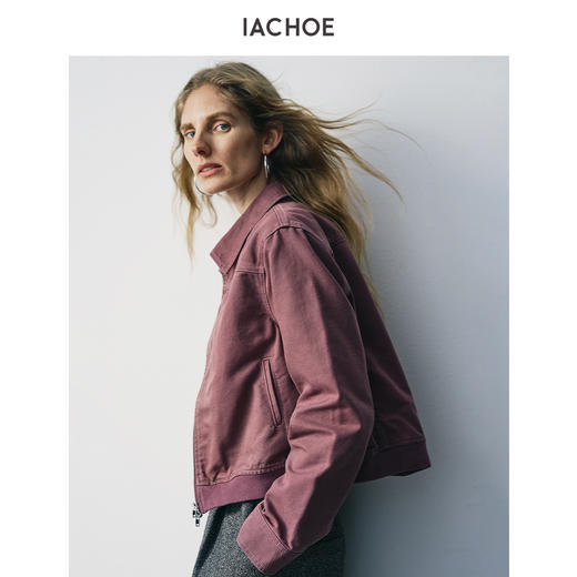 棉仓3661507003-梅子色帆布夹克外套 商品图3