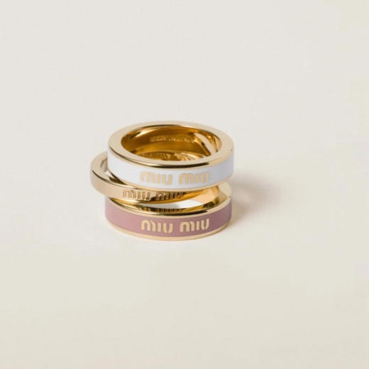 MIU-J 珐琅戒指三件套（白色｜胭粉｜金） 商品图1