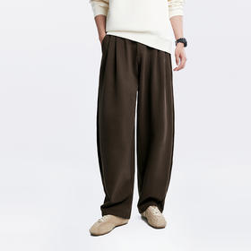 棉仓362818017-宽松纯棉重磅毛圈单褶弯刀卫裤