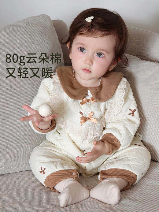 【牛奶baby绒+云朵棉！柔宠女宝小公主】婴儿连体衣衣服秋冬款新生儿薄棉女宝宝公主洋气周岁保暖外出服。hb 商品图2